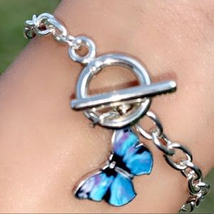 Blue Butterfly Necklace & Bracelet